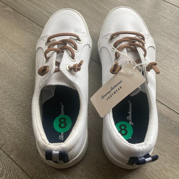 TOMMY BAHAMA Women white canvas sneakers. Size 7-8 - Picture 5 of 5